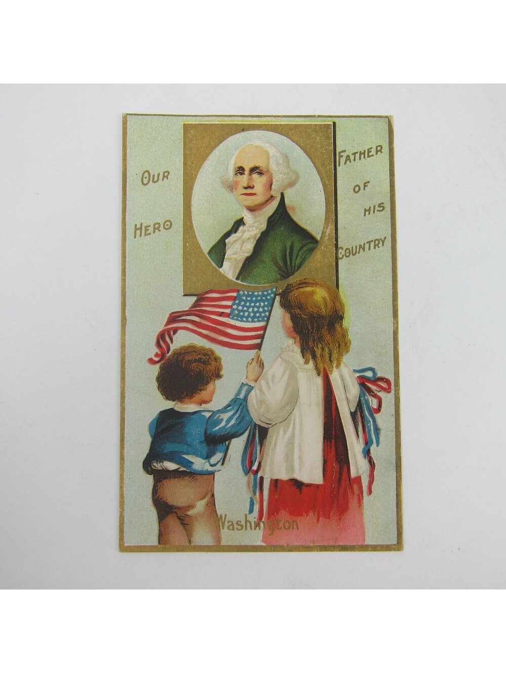 Postcard George Washington Hero Father of Country Patriotic Embossed Antique
